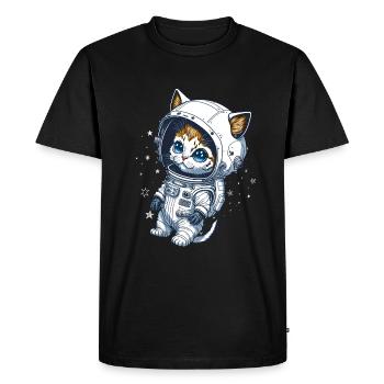 Baby cat in space - Men's Premium Organic T-Shirt - black - Front - Nico (187cm)