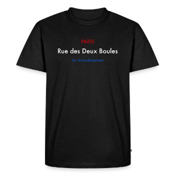 Paris - Rue des Deux Boules - T-shirt Premium bio Homme - noir - Devant - Nico (187cm)