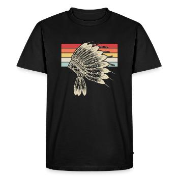 Chef chemise en plumes amérindienne - T-shirt Premium bio Homme - noir - Devant - Nico (187cm)