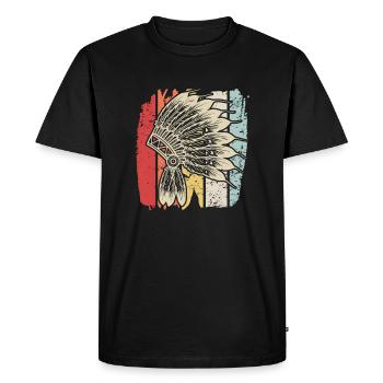 Amérindien Rétro Aztèque - T-shirt Premium bio Homme - noir - Devant - Nico (187cm)