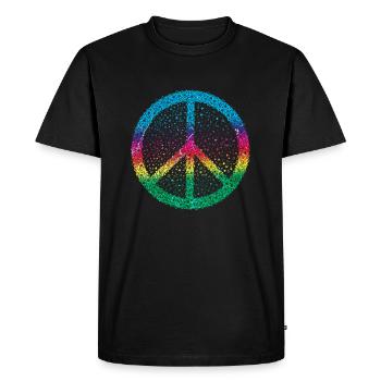 Peace Zeichen Frieden - Männer Premium Bio T-Shirt - Schwarz - Vorne - Nico (187cm)