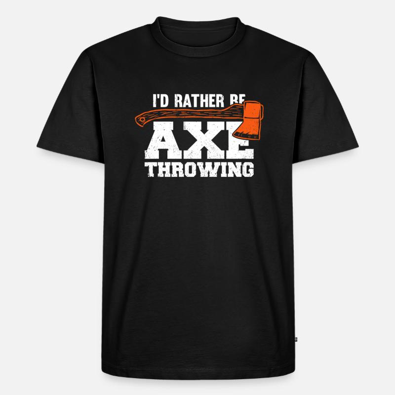 I'd Rather Be Axe Throwing - Männer Premium Bio T-Shirt - Schwarz