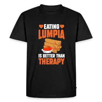 Eating Lumpia Is Better Than Therapy - Men's Premium Organic T-Shirt - black - Front - Nico (187cm)