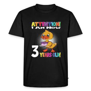 Attention canard j'ai maintenant 3 ans - T-shirt Premium bio Homme - noir - Devant - Nico (187cm)