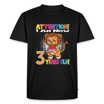 Lion Boy Attention J’ai maintenant 3 ans - T-shirt Premium bio Homme - noir - Devant - Nico (187cm)
