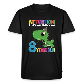 Dino Boy Anniversaire J’ai maintenant 8 ans - T-shirt Premium bio Homme - noir - Devant - Nico (187cm)
