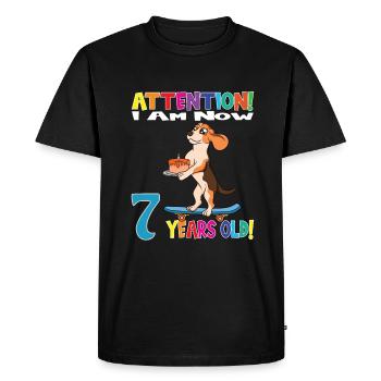 Dog Birthday I Am Now 7 Years Old - Men's Premium Organic T-Shirt - black - Front - Nico (187cm)