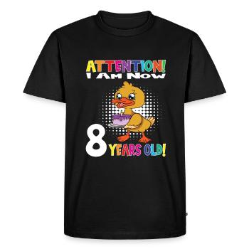 Anniversaire de canard J’ai maintenant 8 ans - T-shirt Premium bio Homme - noir - Devant - Nico (187cm)