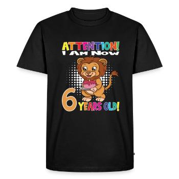 Anniversaire Lion J’ai maintenant 6 ans - T-shirt Premium bio Homme - noir - Devant - Nico (187cm)