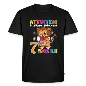 Anniversaire Lion J'ai maintenant 7 ans - T-shirt Premium bio Homme - noir - Devant - Nico (187cm)