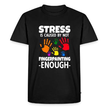 Stress Is Caused By Not Fingerpainting - Men's Premium Organic T-Shirt - black - Front - Nico (187cm)