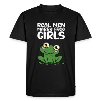 Real Men Marry Frog Girls - Men's Premium Organic T-Shirt - black - Front - Nico (187cm)