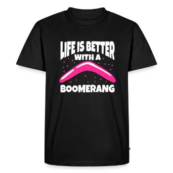 La vie est meilleure avec un boomerang - T-shirt Premium bio Homme - noir - Devant - Nico (187cm)