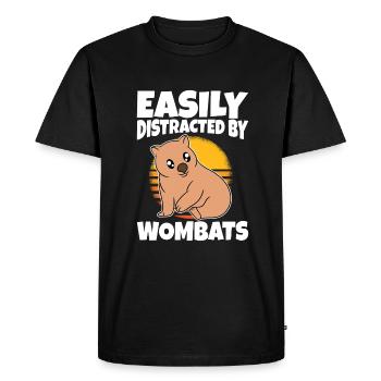 Facilement distrait par les wombats - T-shirt Premium bio Homme - noir - Devant - Nico (187cm)