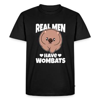 Les vrais hommes ont des wombats - T-shirt Premium bio Homme - noir - Devant - Nico (187cm)