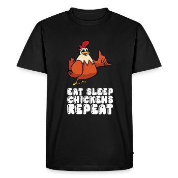 Mangez des poulets endormis Répéter - T-shirt Premium bio Homme - noir - Devant - Nico (187cm)