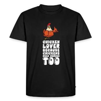 Les amateurs de poulet parce que les poulets ont aussi besoin de héros - T-shirt Premium bio Homme - noir - Devant - Nico (187cm)