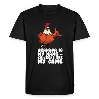 Grand-père est mon nom Les poulets sont mon jeu - T-shirt Premium bio Homme - noir - Devant - Nico (187cm)
