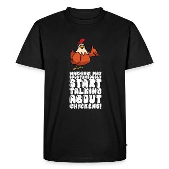 Peut spontanément commencer à parler de poulets - T-shirt Premium bio Homme - noir - Devant - Nico (187cm)