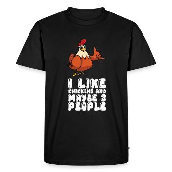 J’aime les poulets et peut-être 3 personnes - T-shirt Premium bio Homme - noir - Devant - Nico (187cm)