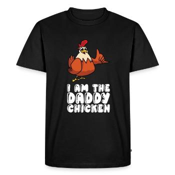 Je suis le poulet papa - T-shirt Premium bio Homme - noir - Devant - Nico (187cm)
