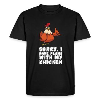 Désolé, j’ai des projets avec mon poulet - T-shirt Premium bio Homme - noir - Devant - Nico (187cm)