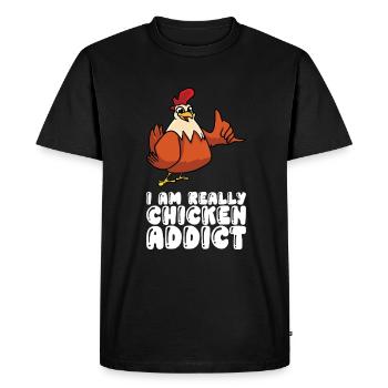 Je suis vraiment accro au poulet - T-shirt Premium bio Homme - noir - Devant - Nico (187cm)