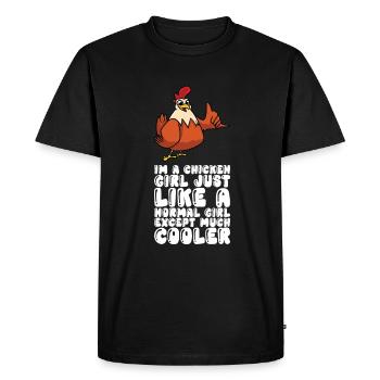 Fille de poulet comme une fille normale beaucoup plus cool - T-shirt Premium bio Homme - noir - Devant - Nico (187cm)