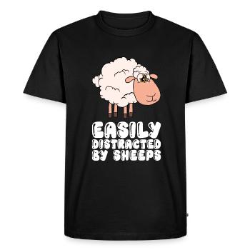 Easily distracted by sheep - Men's Premium Organic T-Shirt - black - Front - Nico (187cm)