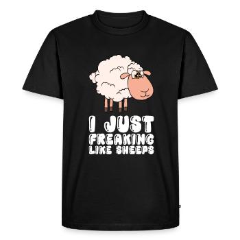 I like sheep Just damn happy - Men's Premium Organic T-Shirt - black - Front - Nico (187cm)