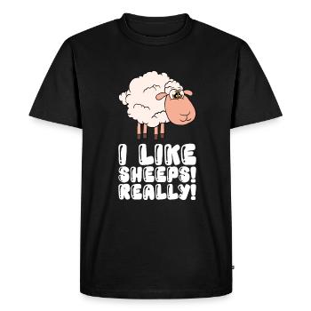 I really like sheep - Men's Premium Organic T-Shirt - black - Front - Nico (187cm)