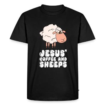 Jesus, Coffee And Sheep - Men's Premium Organic T-Shirt - black - Front - Nico (187cm)