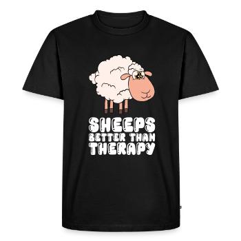 Sheep Are Better Than A Therapy - Men's Premium Organic T-Shirt - black - Front - Nico (187cm)
