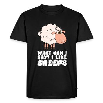 What Should I Say, I Like Sheep - Men's Premium Organic T-Shirt - black - Front - Nico (187cm)