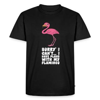 Drôles de graphismes flamants roses - T-shirt Premium bio Homme - noir - Devant - Nico (187cm)