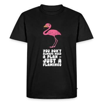 Drôles de graphismes flamants roses - T-shirt Premium bio Homme - noir - Devant - Nico (187cm)