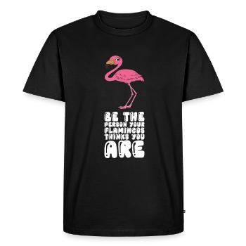 Drôles de graphismes flamants roses - T-shirt Premium bio Homme - noir - Devant - Nico (187cm)