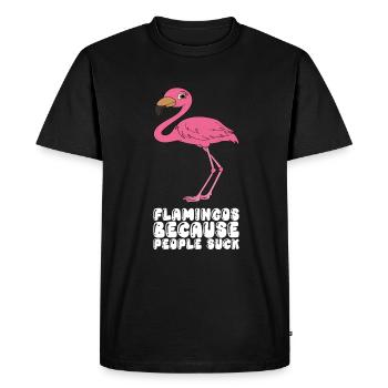 Drôles de graphismes flamants roses - T-shirt Premium bio Homme - noir - Devant - Nico (187cm)