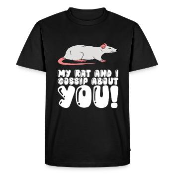 Mon rat et moi parlons de toi - T-shirt Premium bio Homme - noir - Devant - Nico (187cm)