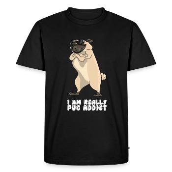Je suis vraiment accro aux carlins - T-shirt Premium bio Homme - noir - Devant - Nico (187cm)