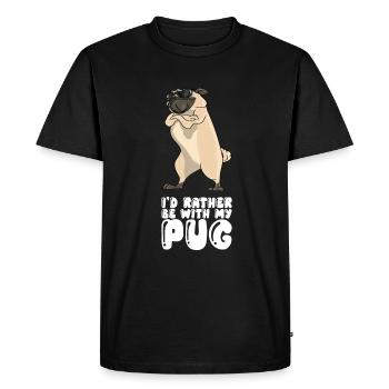 Je préfère être avec mon carlin - T-shirt Premium bio Homme - noir - Devant - Nico (187cm)