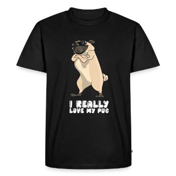 J’aime vraiment mon carlin - T-shirt Premium bio Homme - noir - Devant - Nico (187cm)