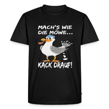 Möwe Mach's Wie Die Möwe Kack Drauf! Ostsee - Männer Premium Bio T-Shirt - Schwarz - Vorne - Nico (187cm)