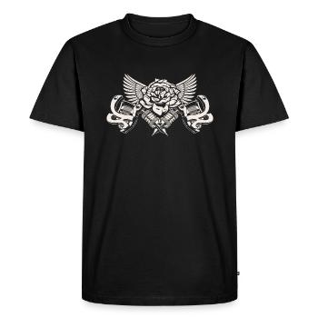 Tattoo machines with rose - Men's Premium Organic T-Shirt - black - Front - Nico (187cm)