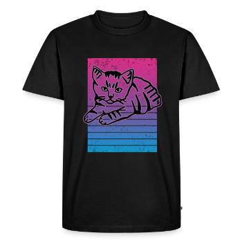 Chat graphique Retro Cat pour les propriétaires de chats - T-shirt Premium bio Homme - noir - Devant - Nico (187cm)