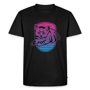 Chat graphique Retro Cat pour les propriétaires de chats - T-shirt Premium bio Homme - noir - Devant - Nico (187cm)