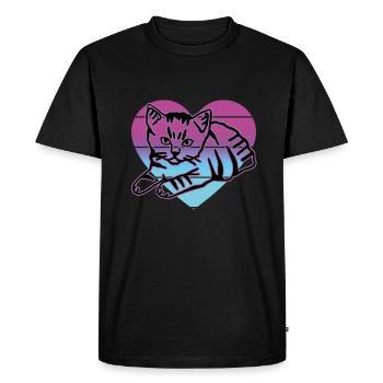 Chat rétro graphique chat pour les propriétaires de chats - T-shirt Premium bio Homme - noir - Devant - Nico (187cm)