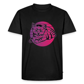Chat graphique Retro Cat pour les propriétaires de chats - T-shirt Premium bio Homme - noir - Devant - Nico (187cm)