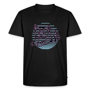 Chat graphique Retro Cat pour les propriétaires de chats - T-shirt Premium bio Homme - noir - Devant - Nico (187cm)