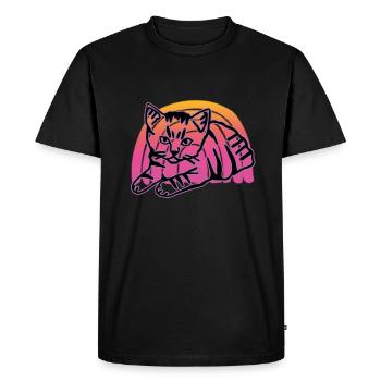 Chat graphique Retro Cat pour les propriétaires de chats - T-shirt Premium bio Homme - noir - Devant - Nico (187cm)